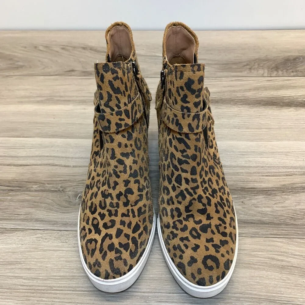 Linea Paolo Wedge Sneaker 8.5M Freshton Leopard Platform Shoes Bootie Leather - Picture 7 of 11